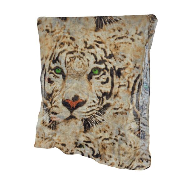 Tiger Print Sheer Infinity Scarf With Green Eyes - Picture 1 of 3